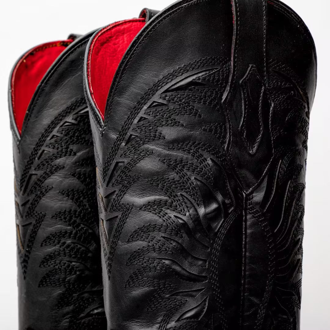 Black Woven Cowboy Boots
