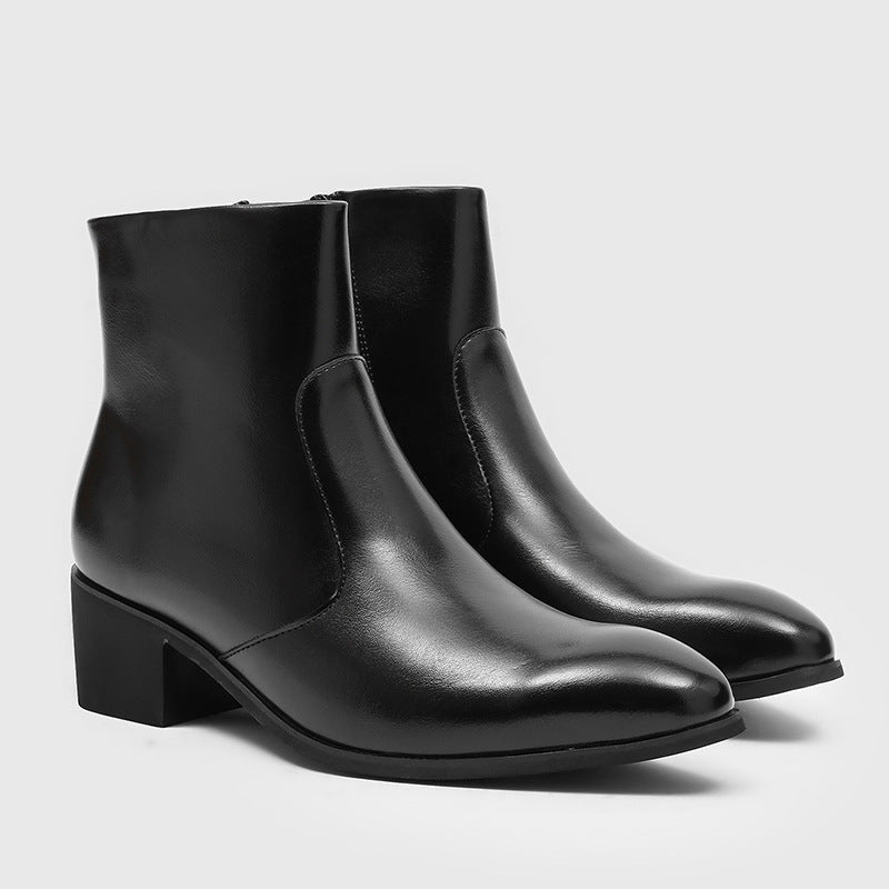 Black Faux Leather Chelsea Boots