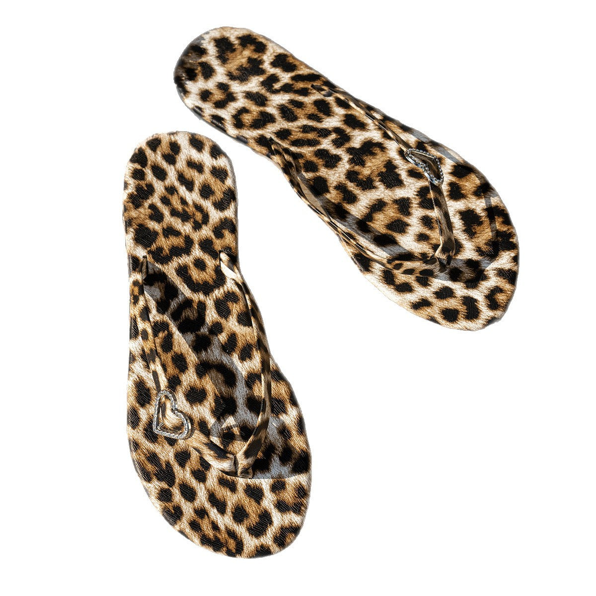 Leopard-Print Heart-Shaped Flip-Flops