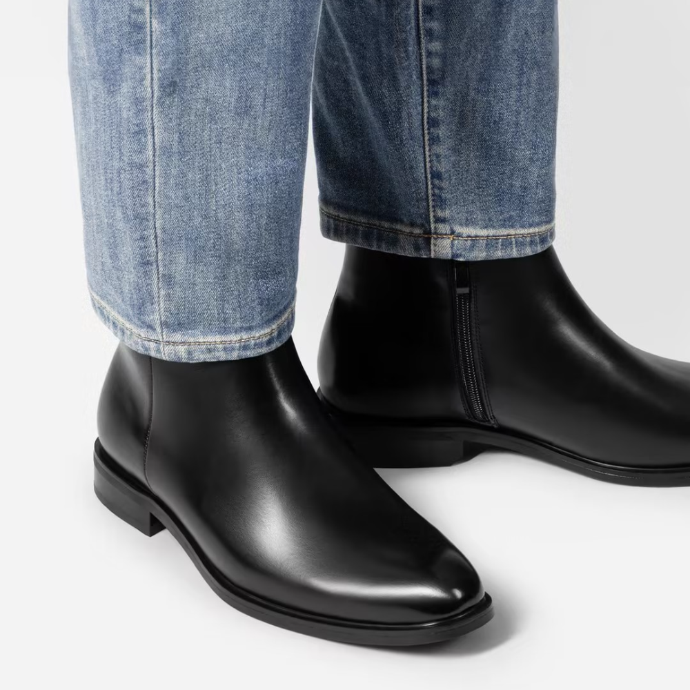 Black Leather Chelsea Boots