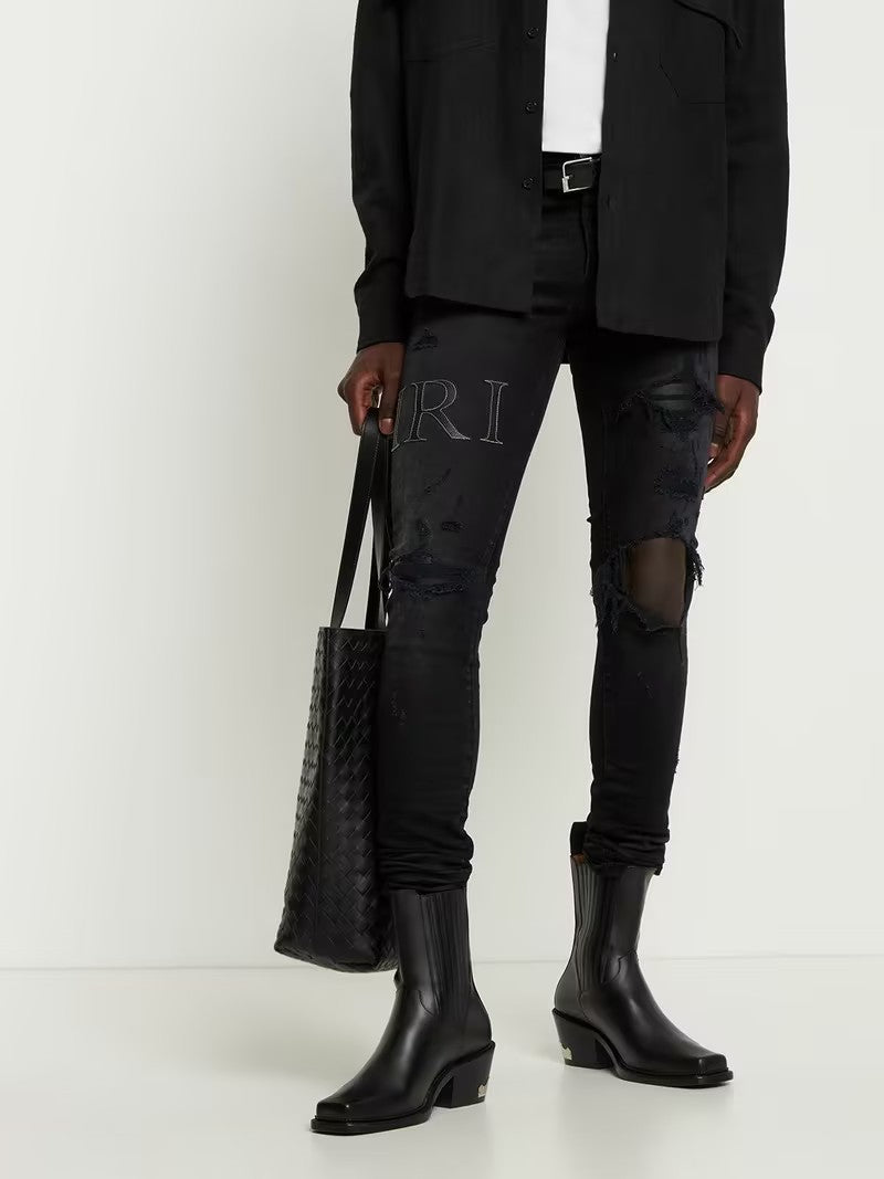 Men's Square-Toe Silver-Heeled Chelsea Boots