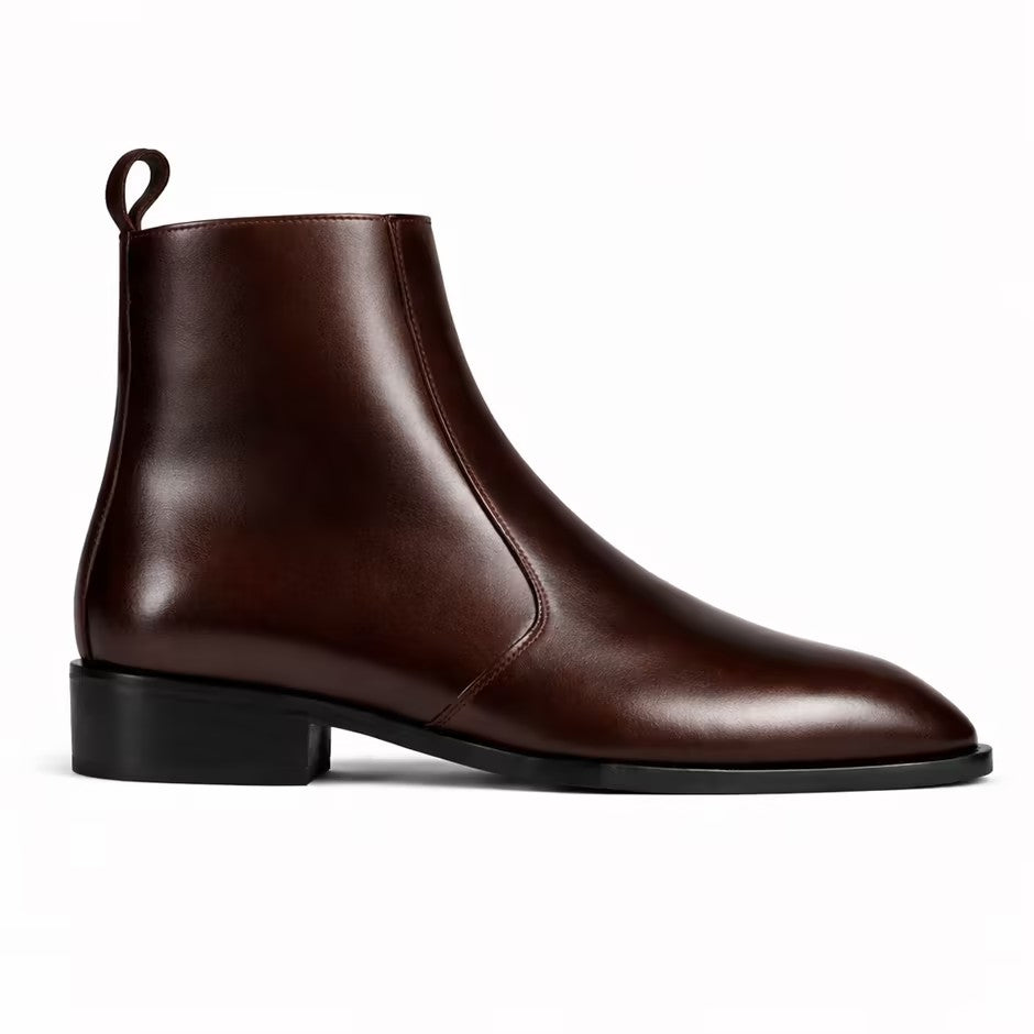 Top-Grain Leather Zipper Chelsea Boots
