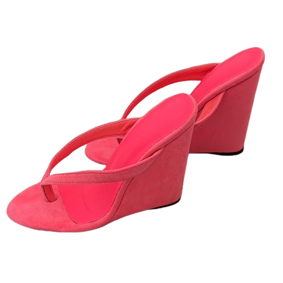 Pink High-Heeled Wedges