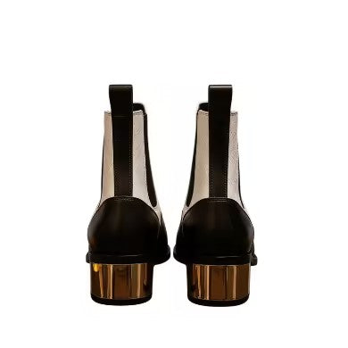 Luxury Alligator-Skin Chelsea Boots with Gold-Tone Metal Heels