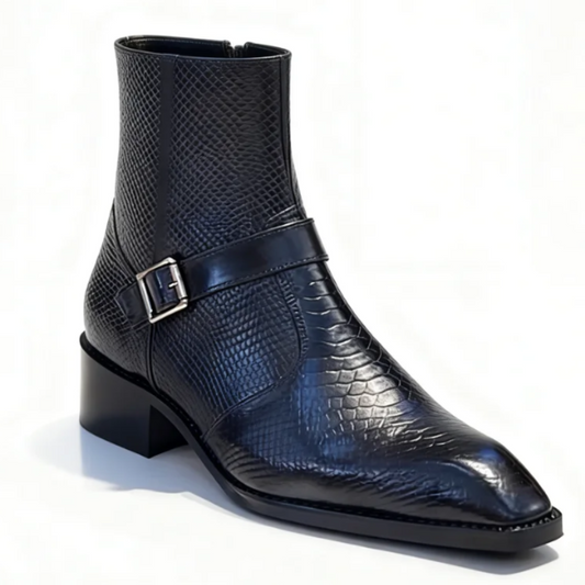 Crocodile-skin Chelsea Boot with Silver Buckle
