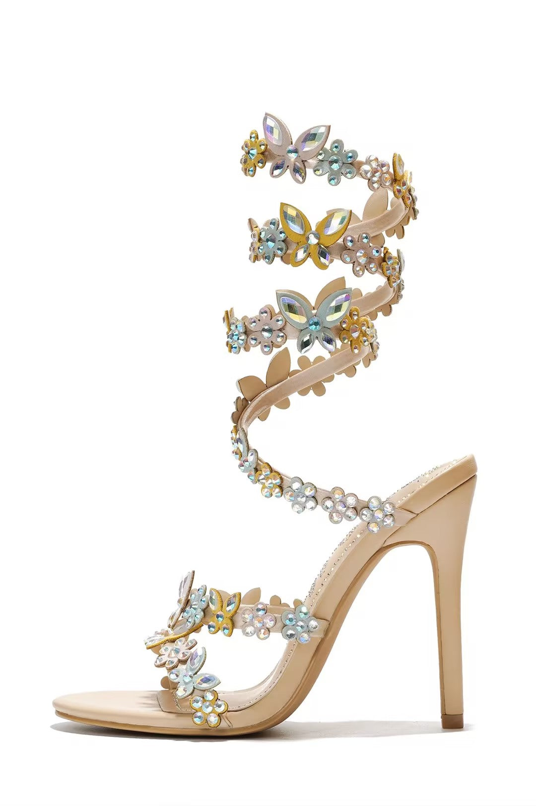 Butterfly Rhinestone High Heels