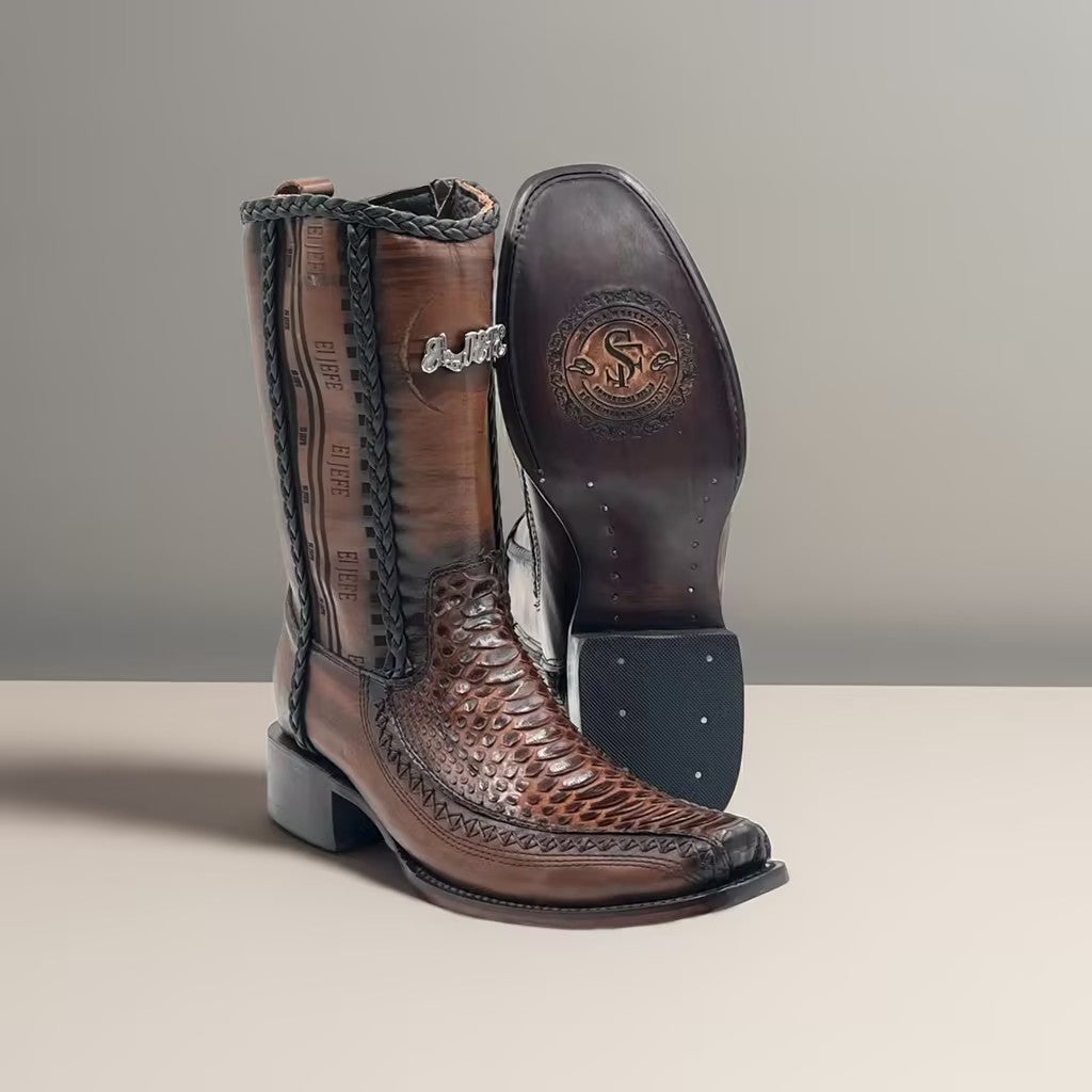 Brown Crocodile Leather Cowboy Boots