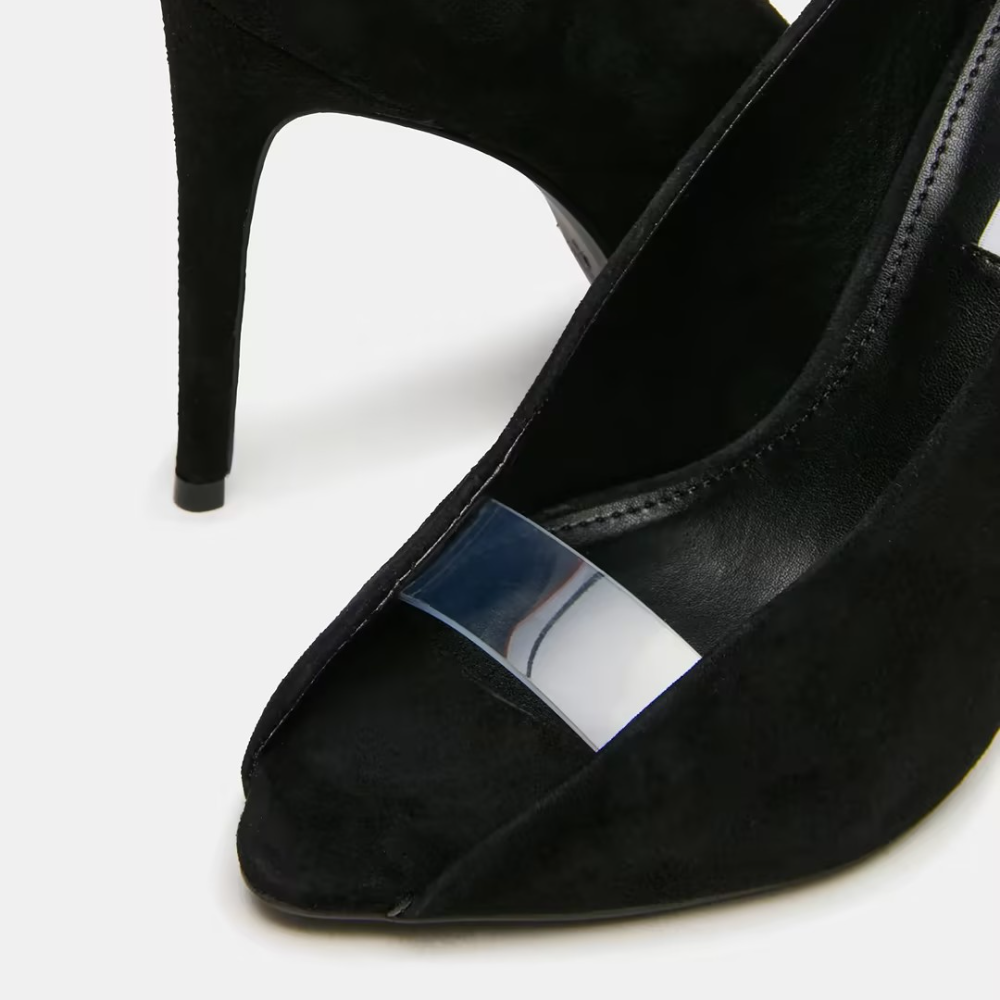 Suede Open-Toe Stilettos