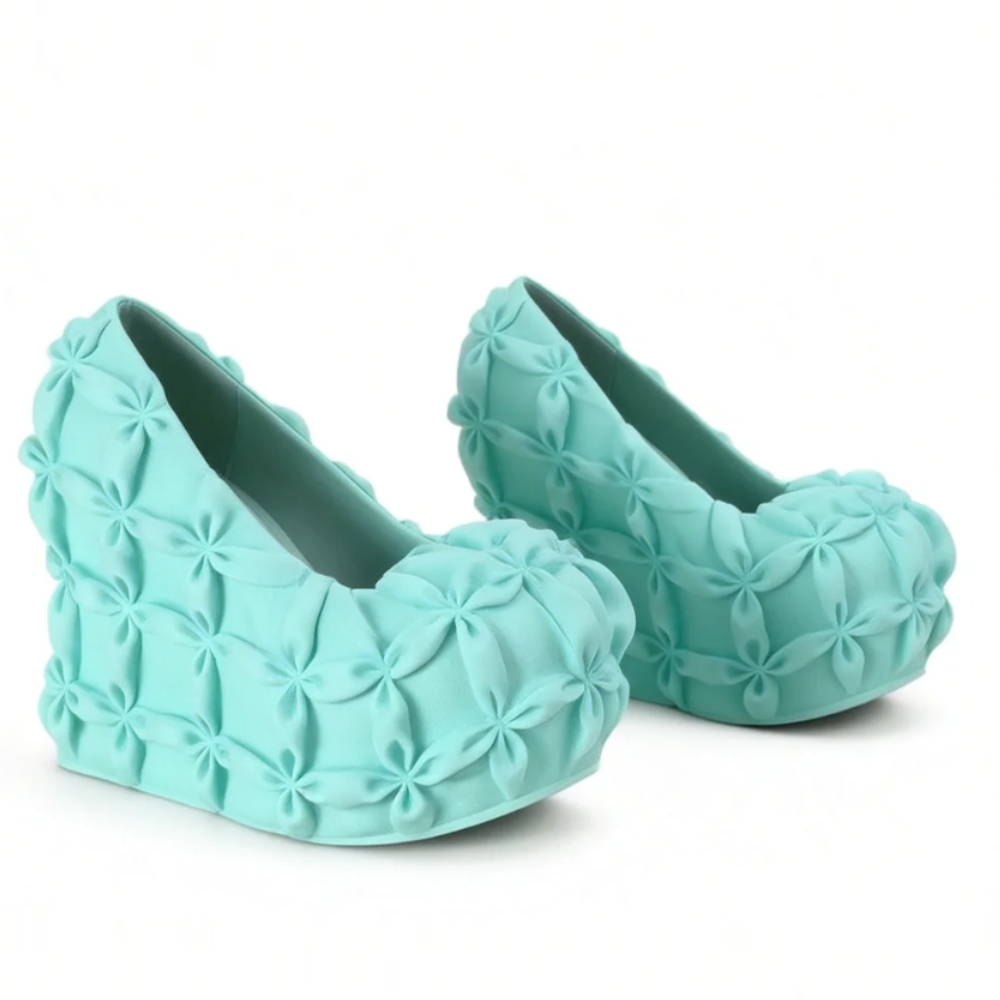 3D-Print Petal-Print Slip-On High Heels
