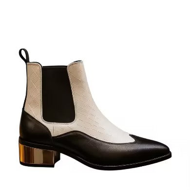 Luxury Alligator-Skin Chelsea Boots with Gold-Tone Metal Heels