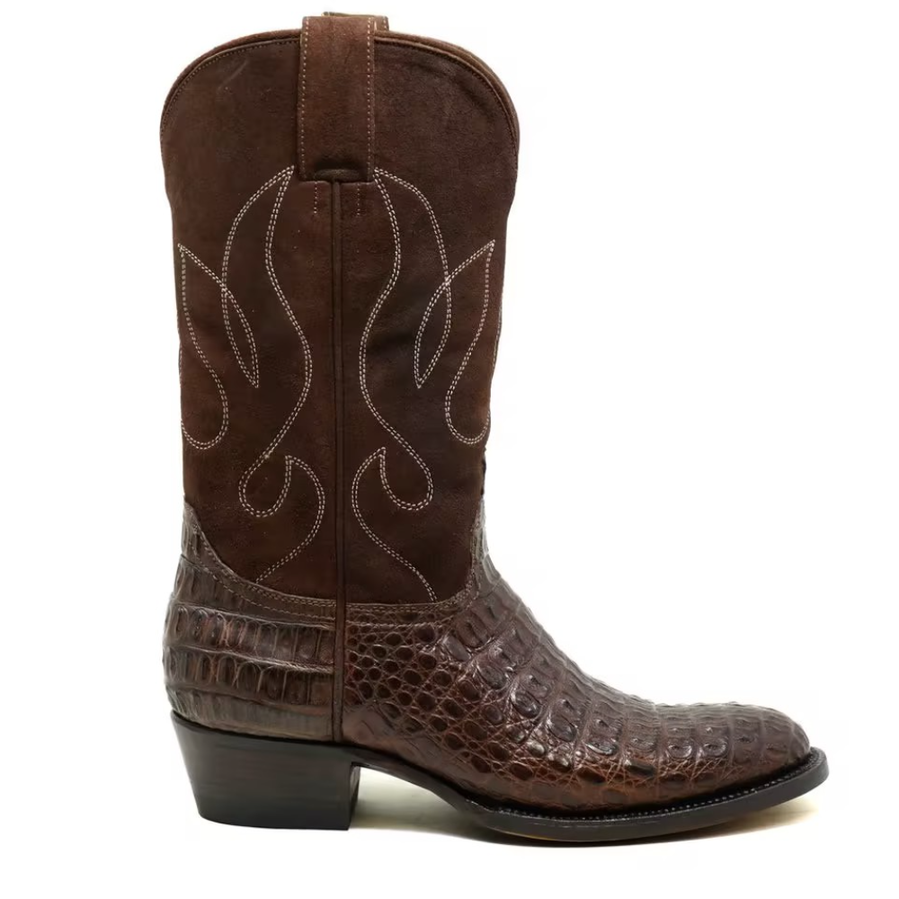 Brown Crocodile-Print Cowboy Boots