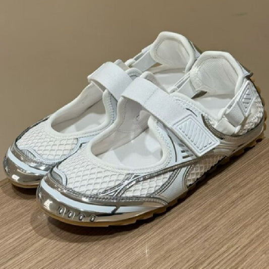 Silver Mary Jane Shoes with Velcro Straps