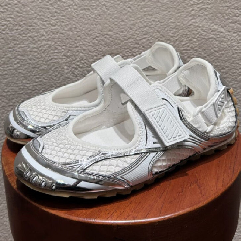 Silver Mary Jane Shoes with Velcro Straps