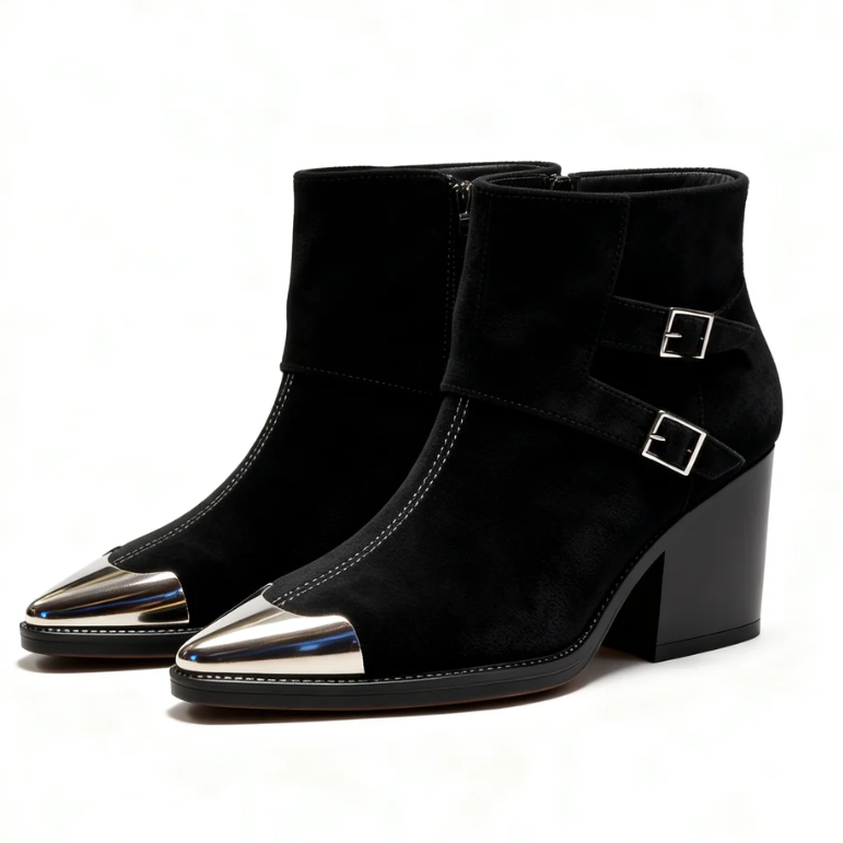 Strap Chelsea Boot with Silver Toe