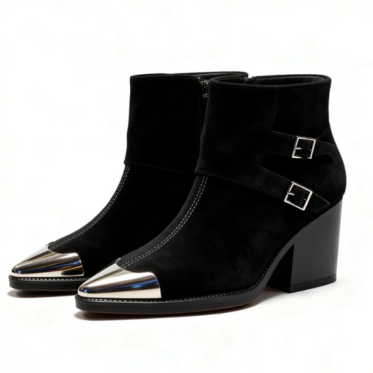 Strap Chelsea Boot with Silver Toe