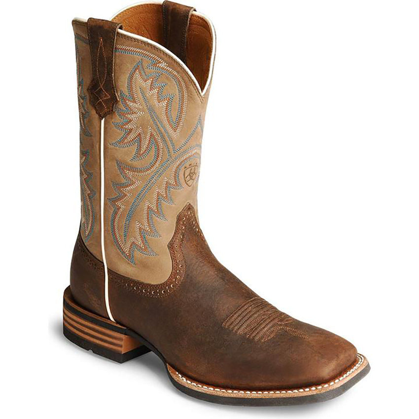 Men's Totem Embroidered Square-Toe Cowboy Boots
