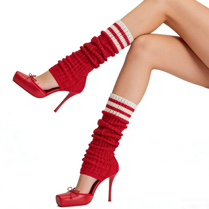 Bow-Knit High-Heeled Sandals