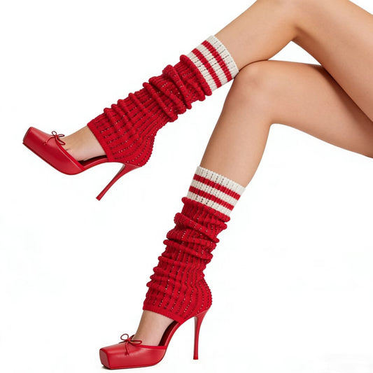 Bow-Knit High-Heeled Sandals