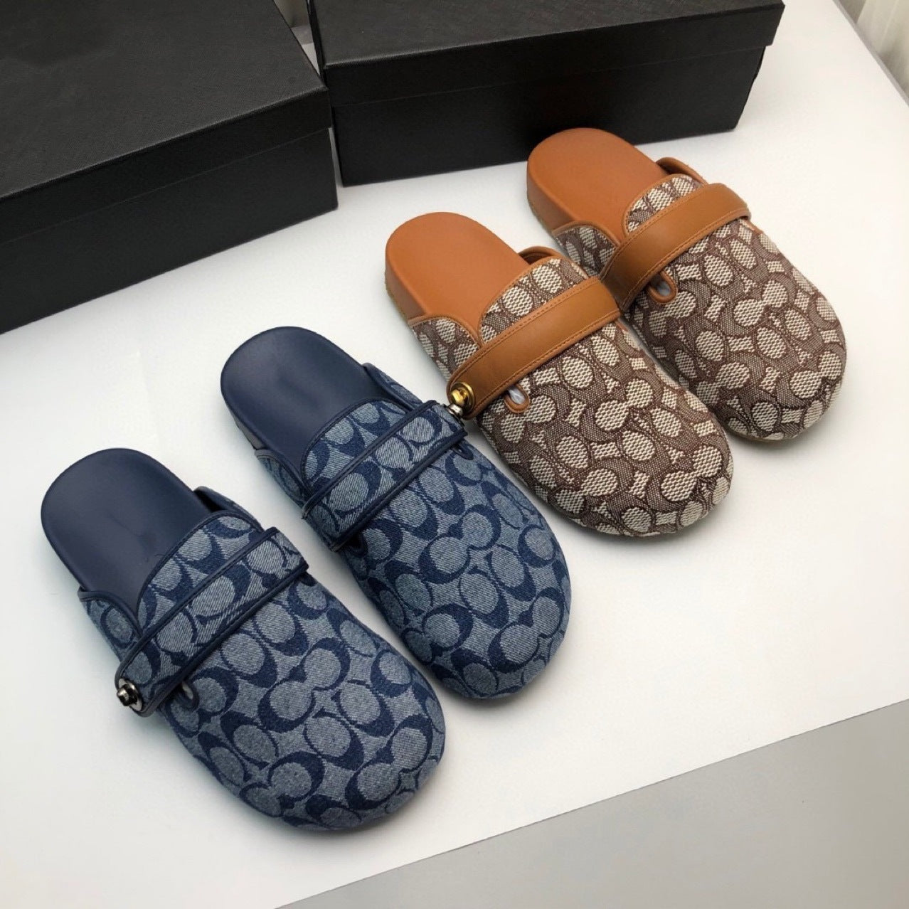 Denim Round-Toe Slippers