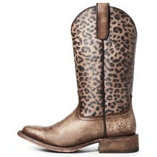 Women's Leopard-Print Patchwork Square-Toe Cowboy Boots