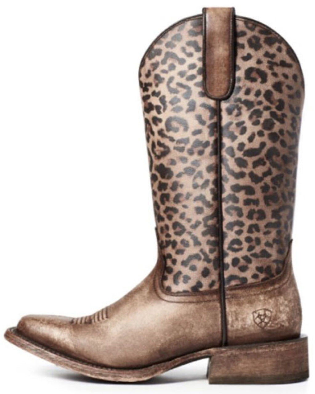 Women's Leopard-Print Patchwork Square-Toe Cowboy Boots