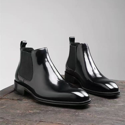 Black Patent Leather Chelsea Boots
