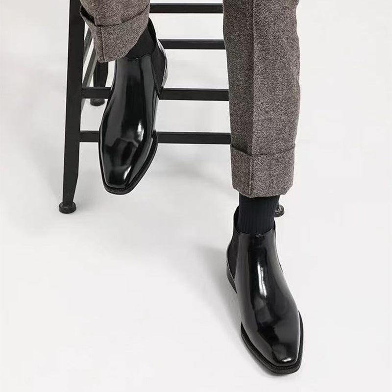 Black Patent Leather Chelsea Boots