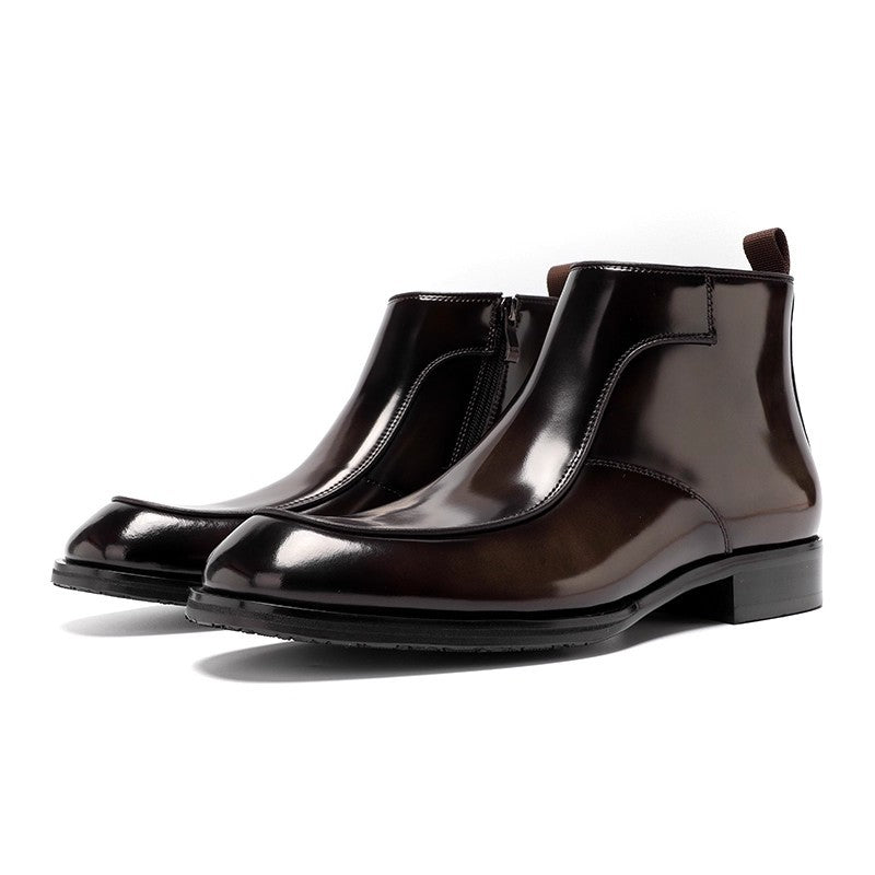 Glossy Leather Chelsea Boots