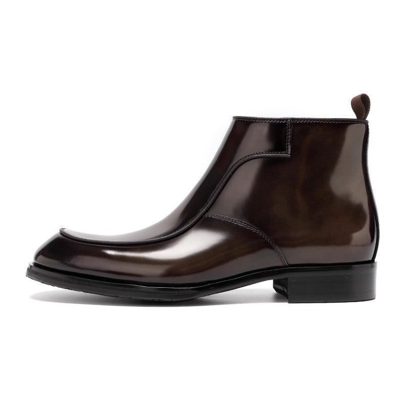 Glossy Leather Chelsea Boots