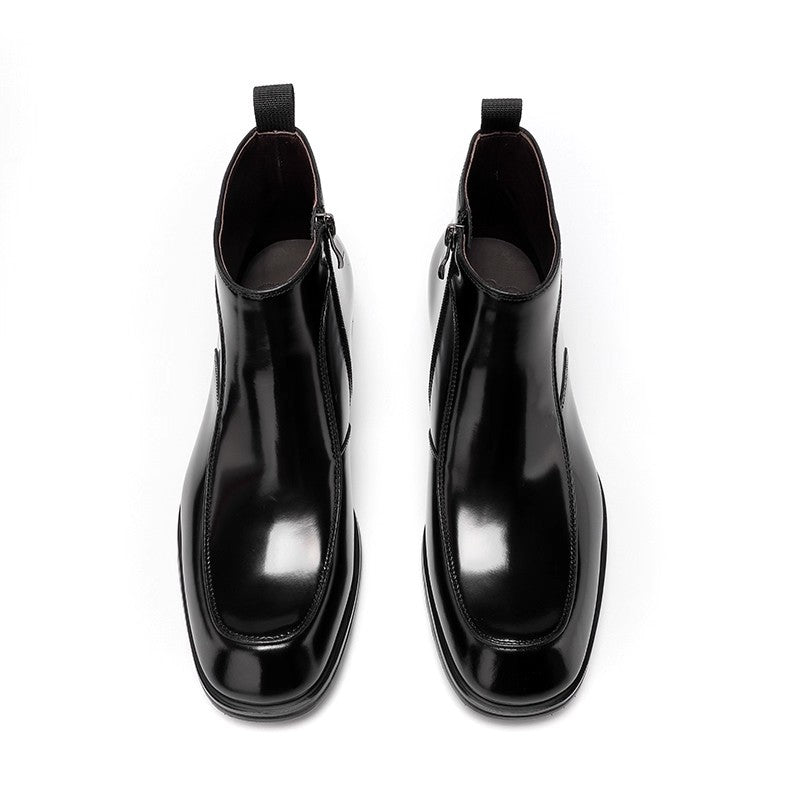 Glossy Leather Chelsea Boots