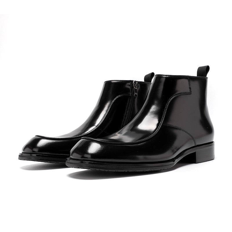 Glossy Leather Chelsea Boots