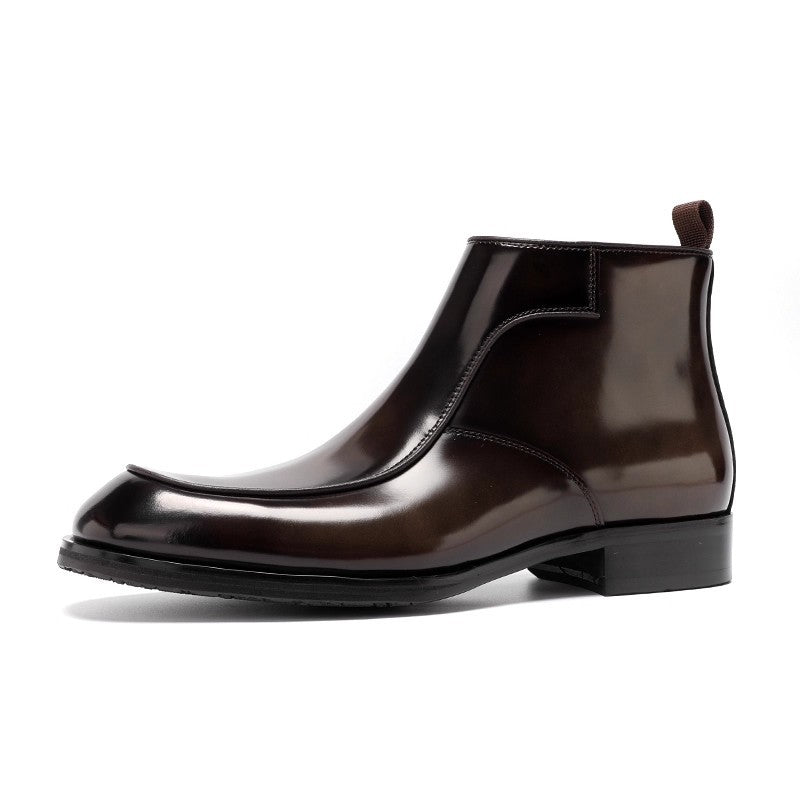 Glossy Leather Chelsea Boots
