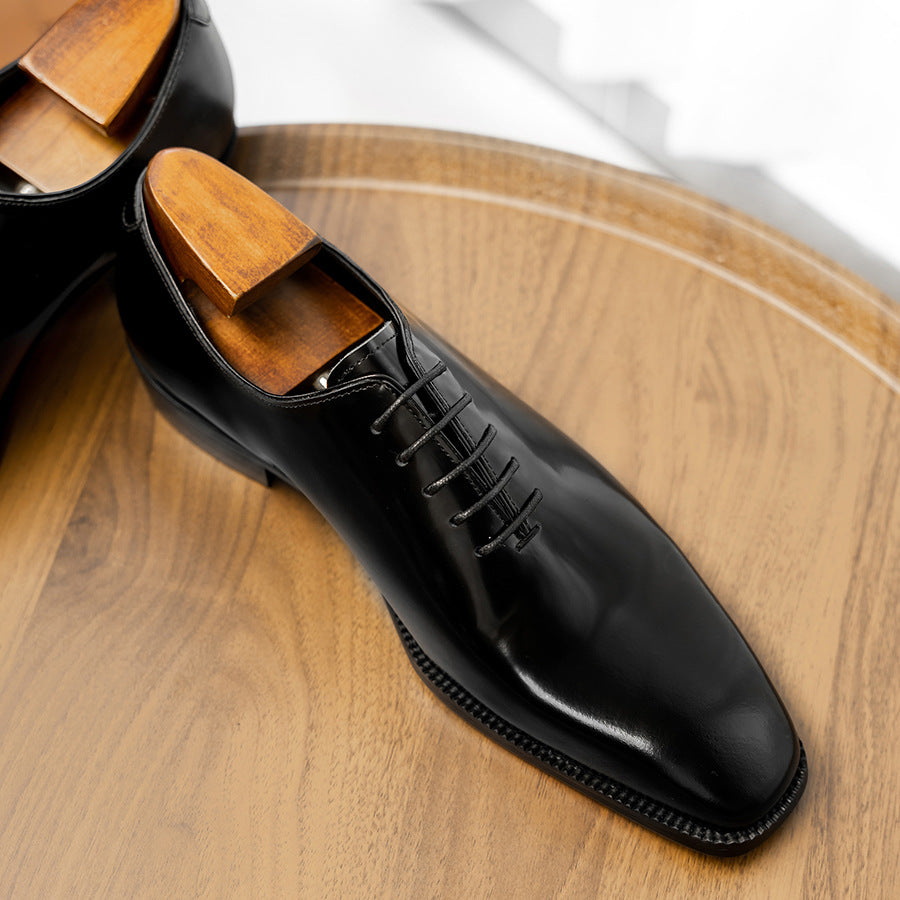 Men's Square-Toe Leather Dress Shoes