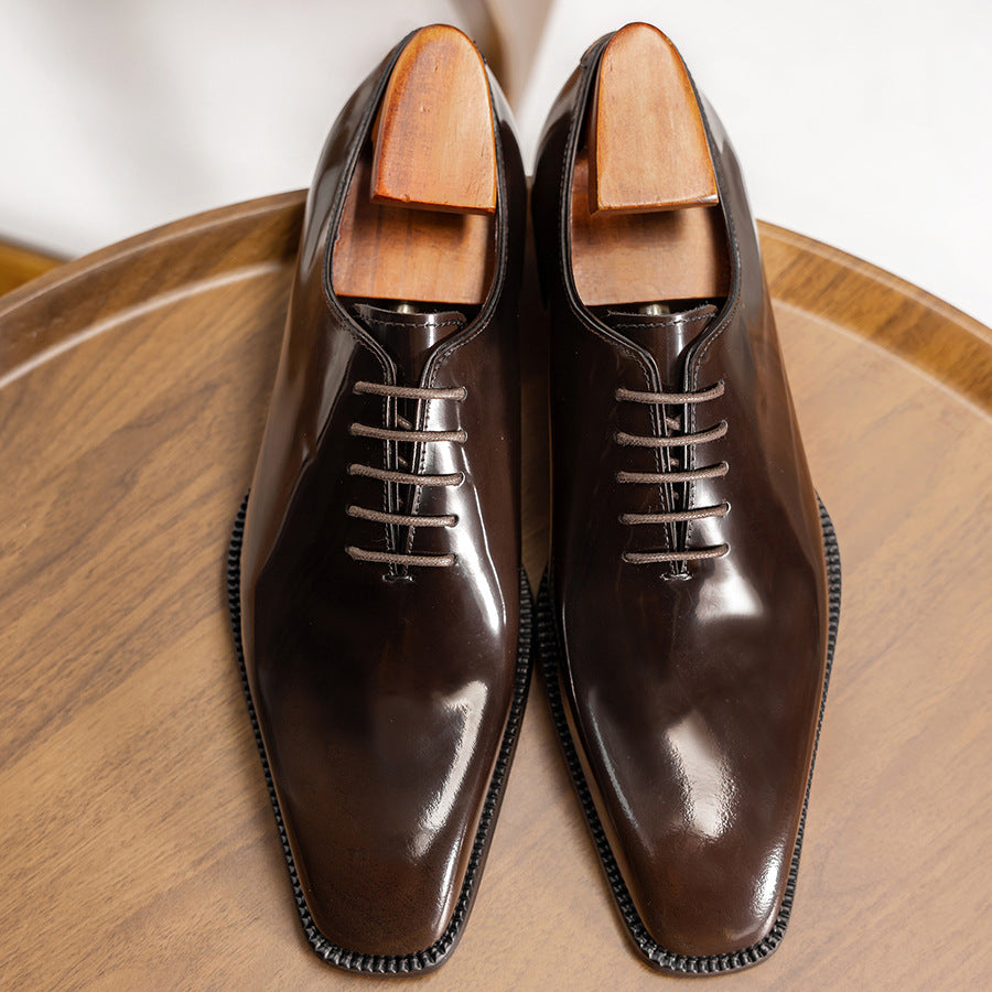 Men's Square-Toe Leather Dress Shoes