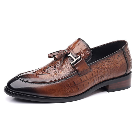 Men's Crocodile-Leather Pointed-Toe Dress Shoes