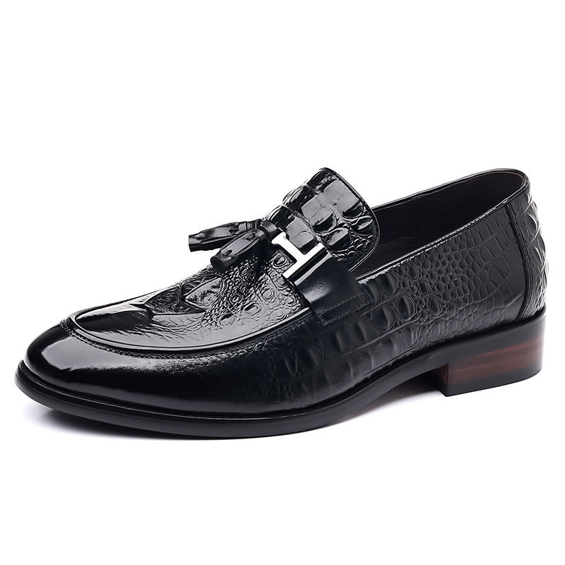Men's Crocodile-Leather Pointed-Toe Dress Shoes