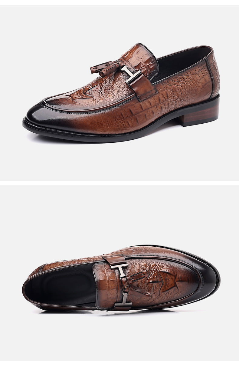 Men's Crocodile-Leather Pointed-Toe Dress Shoes