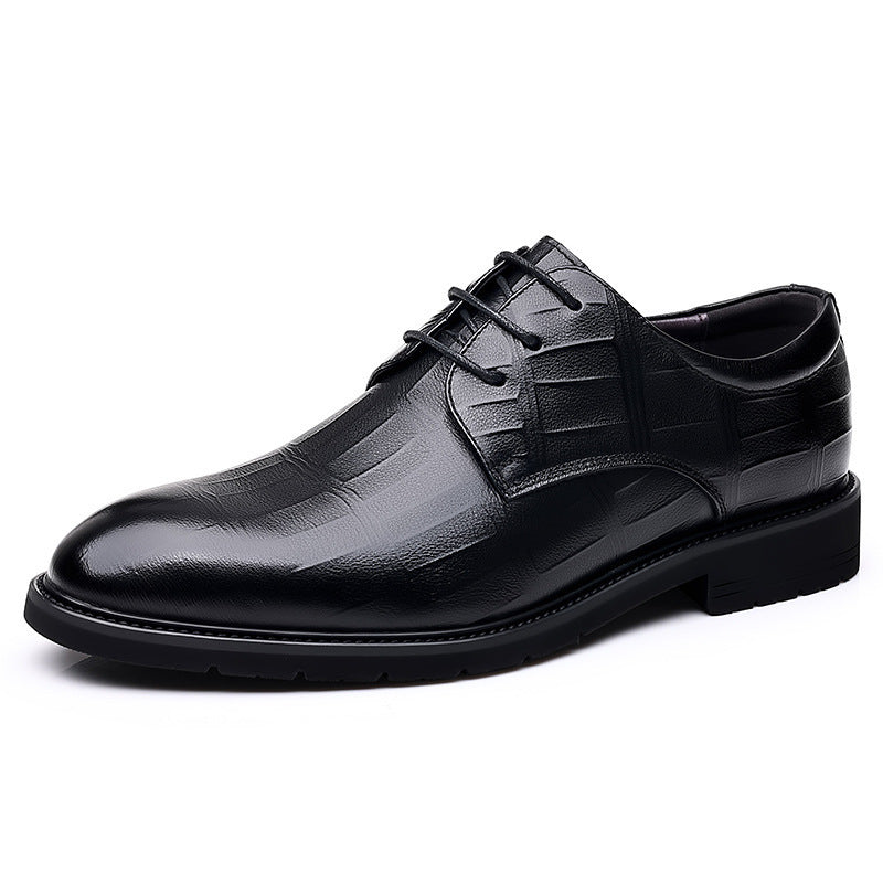 Black Textured Leather Dress Shoes