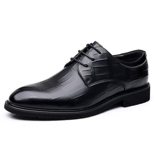 Black Textured Leather Dress Shoes