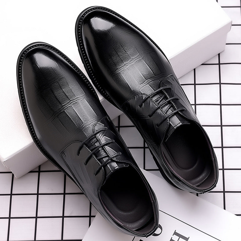 Black Textured Leather Dress Shoes