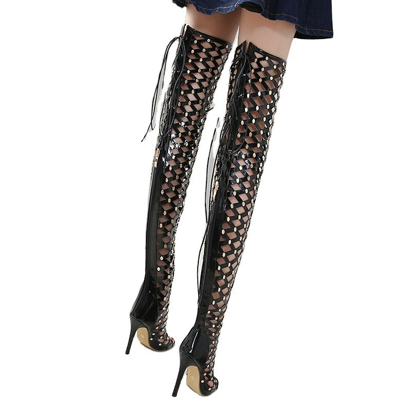 Women's Sexy Rivets Thigh High Sandals