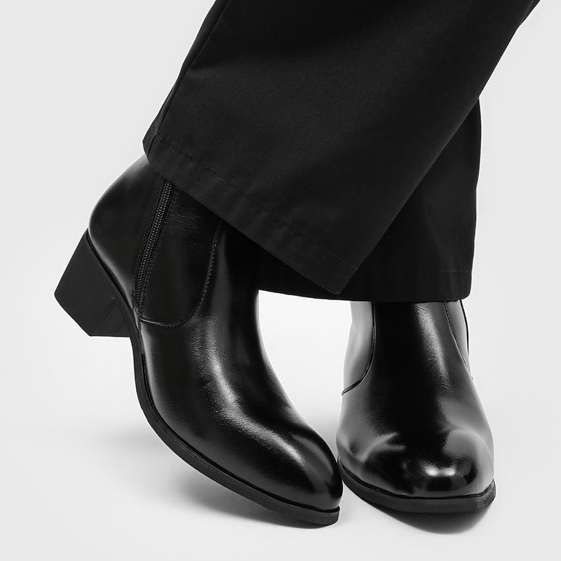 Black Faux Leather Chelsea Boots