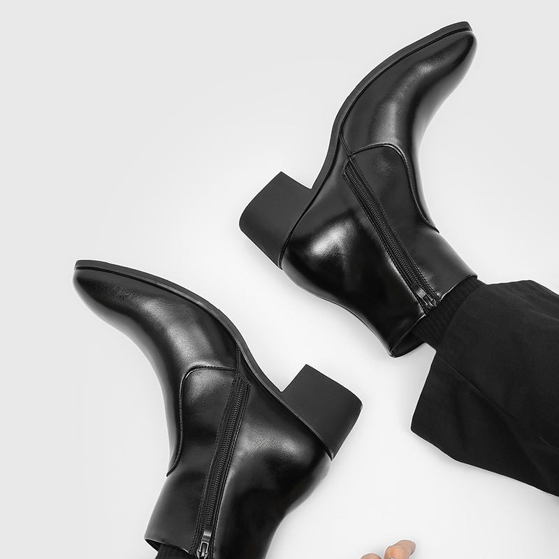 Black Faux Leather Chelsea Boots