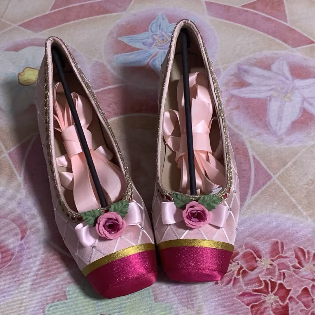 Floral Square-Toe Sheepskin Ballet Flats