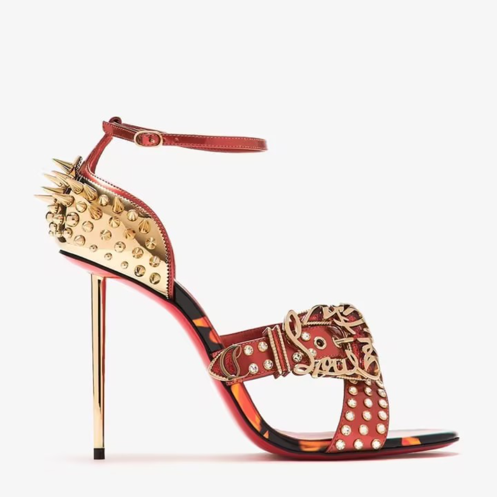 Red Rhinestone Studded High Heels