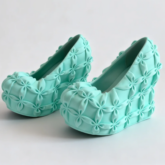 3D-Print Petal-Print Slip-On High Heels