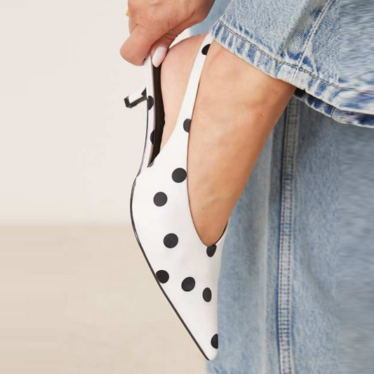 Polka-Dot Pointed-Toe High Heels