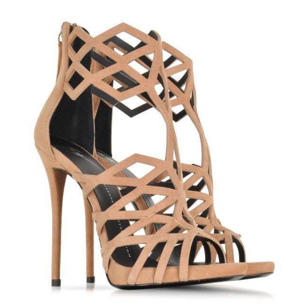 Mesh Open-Toe High-Heeled Sandals