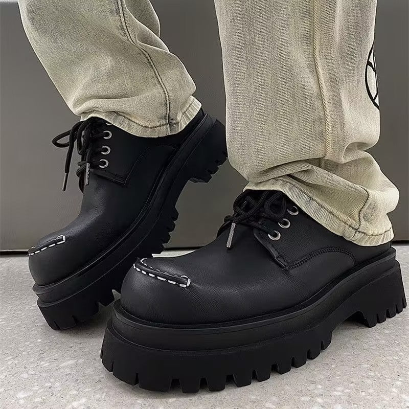 Black Leather Stitch-Detail Chukka Boot