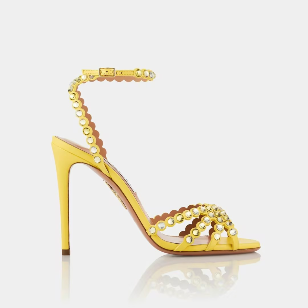 Gold Rhinestone-Embellished High Heels